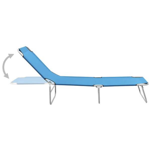 vidaXL Chaise longue pliable acier et tissu bleu turquoise