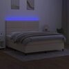vidaXL Sommier &agrave; lattes de lit et matelas et LED Cr&egrave;me 160x200cm Tissu