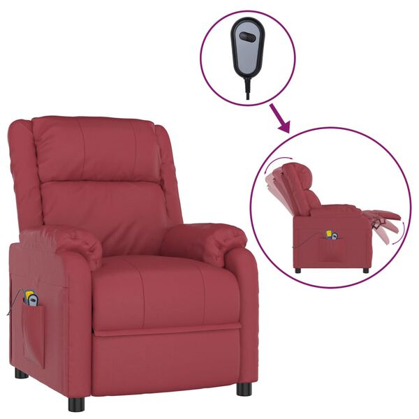 vidaXL Fauteuil de massage &eacute;lectrique Rouge bordeaux Similicuir