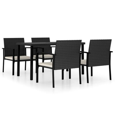 vidaXL Ensemble à manger de jardin 5 pcs Résine tressée Noir