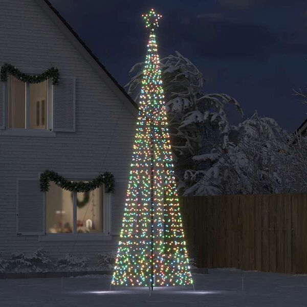 vidaXL Sapin de Noël à LED avec piquets 1534 LED colorées 500 cm