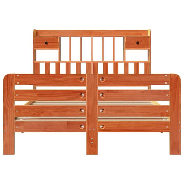 vidaXL Lit biblioth&egrave;que sans matelas cire marron 140x200 cm pin massif