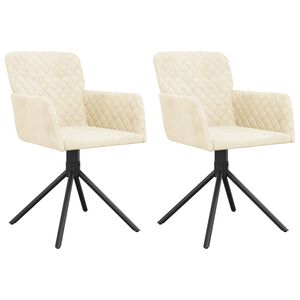 vidaXL Chaises pivotantes &agrave; manger lot de 2 Cr&egrave;me Velours