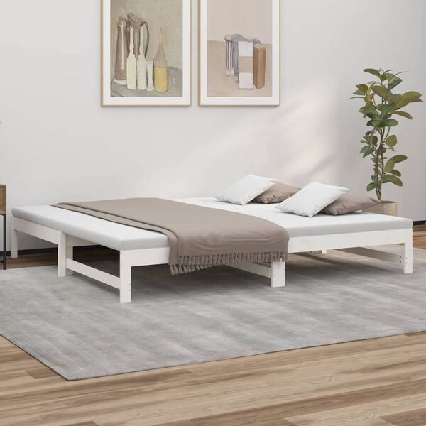 vidaXL Lit coulissant sans matelas blanc 2x(100x200) cm