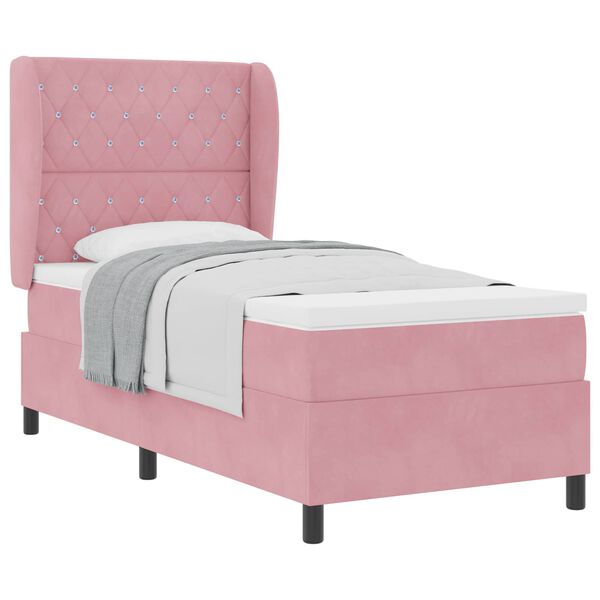 vidaXL Lit &agrave; ressorts avec matelas Rose 190 x 90 cm Polyester