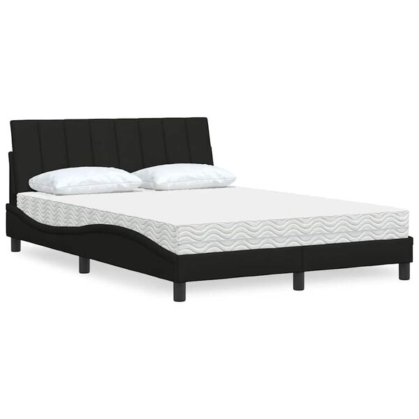 vidaXL Lit avec matelas Hanko noir 140x190 cm tissu