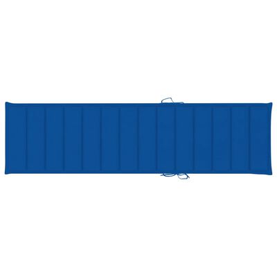 vidaXL Chaises longues 2 pcs avec coussin bleu royal Teck solide