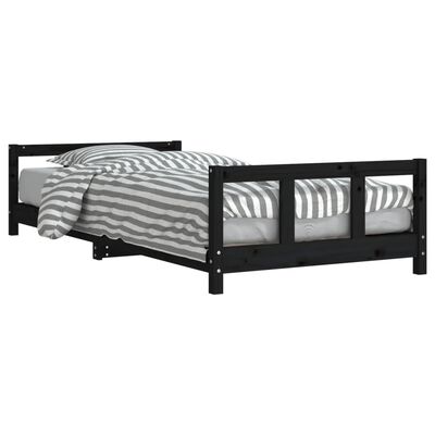 vidaXL Cadre de lit pour enfants noir 90x190 cm bois de pin massif