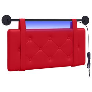 vidaXL T&ecirc;te de lit suspendue Avec lumi&egrave;re LED Rouge Simili cuir