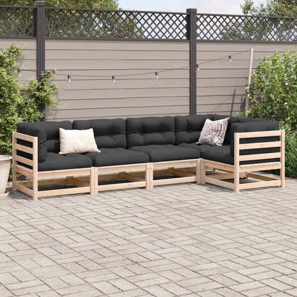 vidaXL Salon de jardin 5 pcs bois de pin massif