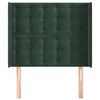 vidaXL T&ecirc;te de lit avec oreilles Vert fonc&eacute; 103x16x118/128 cm Velours