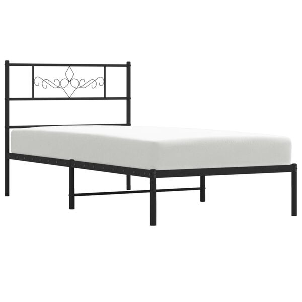 vidaXL Cadre de lit métal sans matelas avec tête de lit noir 107x203cm