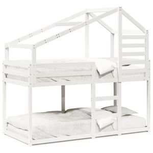 vidaXL Lit superpos&eacute; sans matelas blanc 90x190 cm bois de pin massif