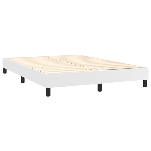 vidaXL Sommier &agrave; lattes de lit avec matelas Blanc 140x200cm Similicuir