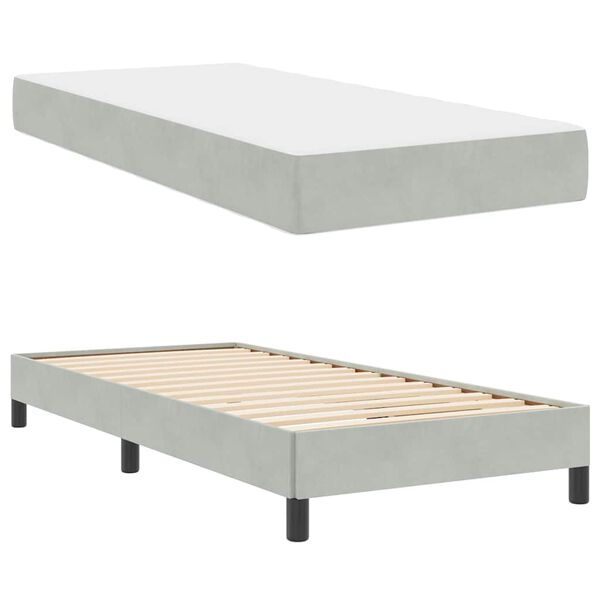 vidaXL Lit &agrave; ressorts avec matelas Gris clair 80 x 210 cm tissu
