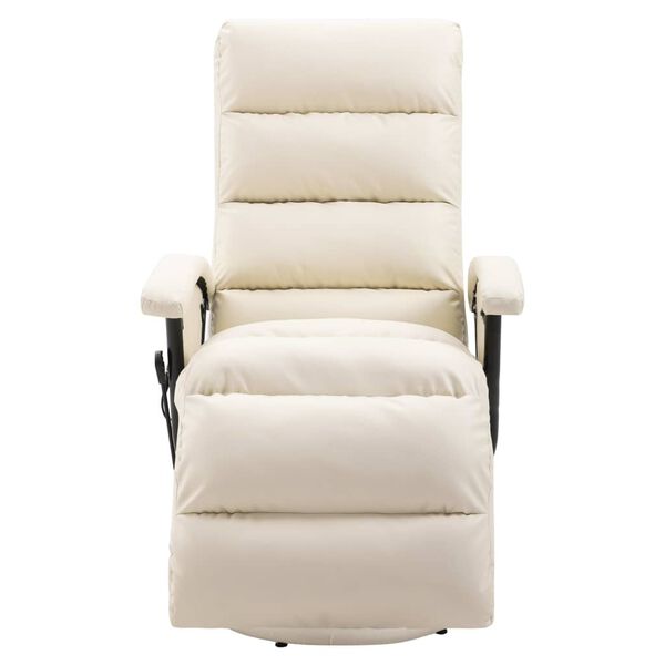 vidaXL Fauteuil de massage TV inclinable blanc crème similicuir