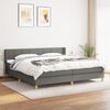 vidaXL Sommier &agrave; lattes de lit avec matelas Gris fonc&eacute; 200x200cm Tissu
