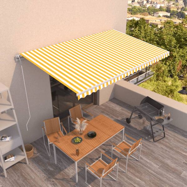 vidaXL Auvent r&eacute;tractable automatique 500x350 cm Jaune et blanc