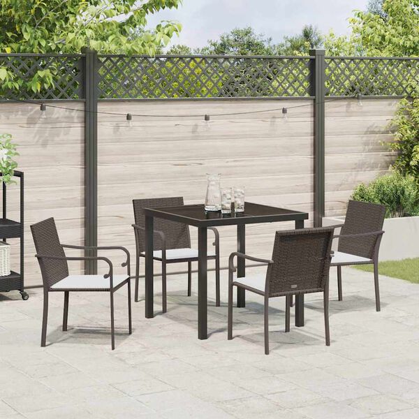 vidaXL Ensemble de salle à manger pour jardin 5 pcs Marron Poly rotin
