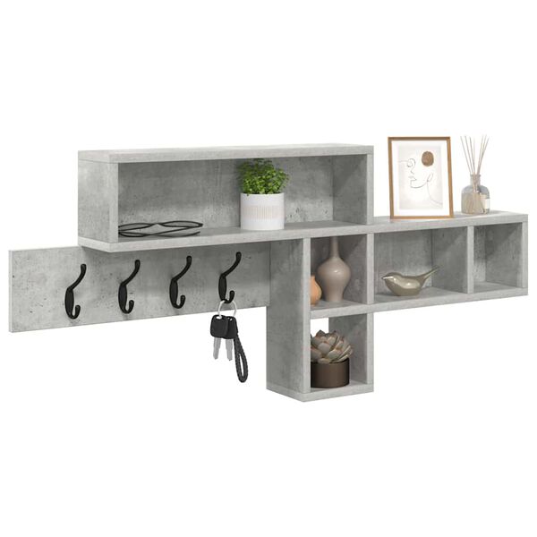 vidaXL Porte-manteau mural avec étagère Gris béton 100 x 12 x 43,5 cm