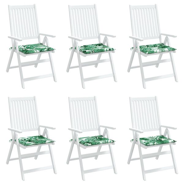 vidaXL Coussins de chaise lot de 6 motif de feuilles 40x40x4 cm tissu