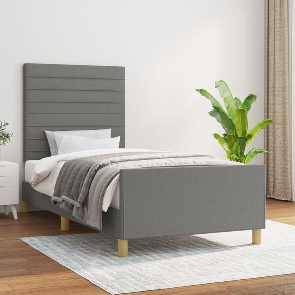 vidaXL Cadre de lit sans matelas gris fonc&eacute; 80x200 cm tissu