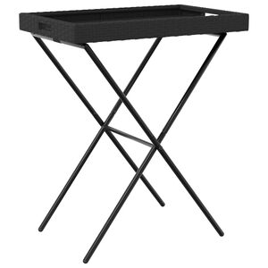 vidaXL Table &agrave; plateau pliable noir 65x40x75 cm r&eacute;sine tress&eacute;e