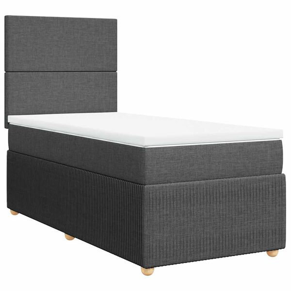 vidaXL Sommier &agrave; lattes de lit avec matelas Gris fonc&eacute; 100x200cm Tissu