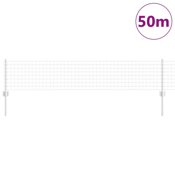 vidaXL Cl&ocirc;ture avec poteau Argent&eacute; 0,4 x 50 m Acier