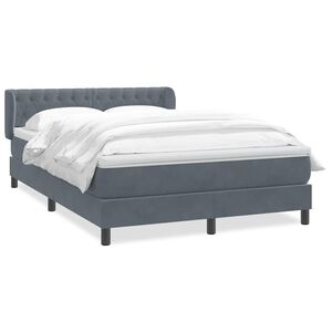 vidaXL Sommier &agrave; lattes de lit et matelas gris fonc&eacute; 140x220cm velours