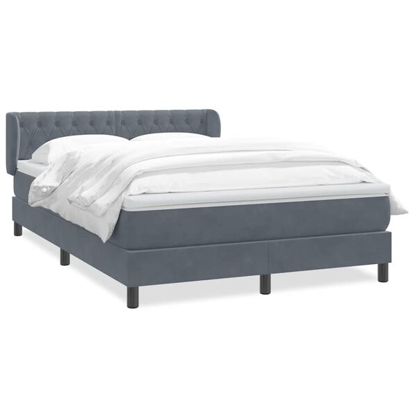 vidaXL Sommier &agrave; lattes de lit et matelas gris fonc&eacute; 140x220cm velours