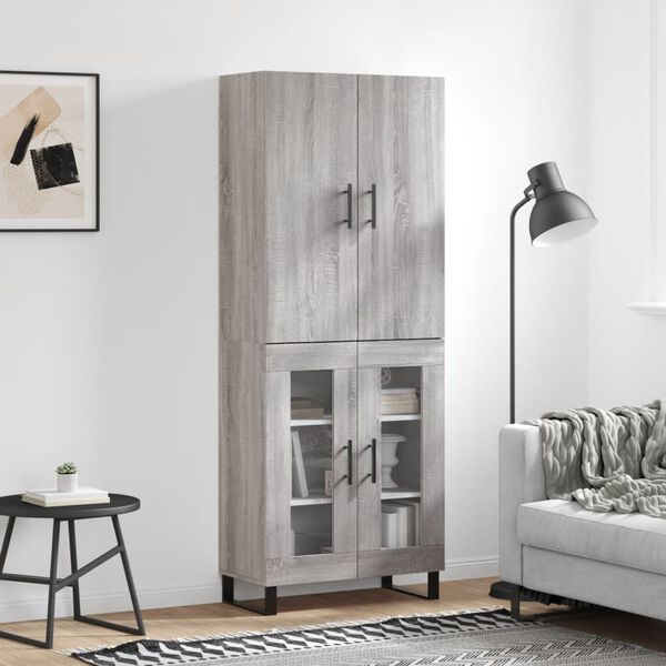 vidaXL Buffet haut Sonoma gris 69,5x34x180 cm Bois d'ing&eacute;nierie
