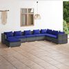 vidaXL Salon de jardin 8 pcs avec coussins r&eacute;sine tress&eacute;e gris