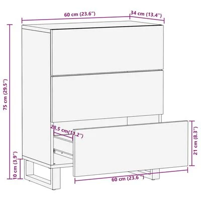 vidaXL Buffet 60x34x75 cm bois d'acacia massif