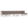 vidaXL Salon de jardin palette 6 pcs et coussins Pin impr&eacute;gn&eacute; de blanc