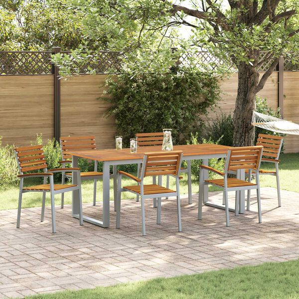 vidaXL Ensemble de salle à manger pour jardin 7 pcs Gris
