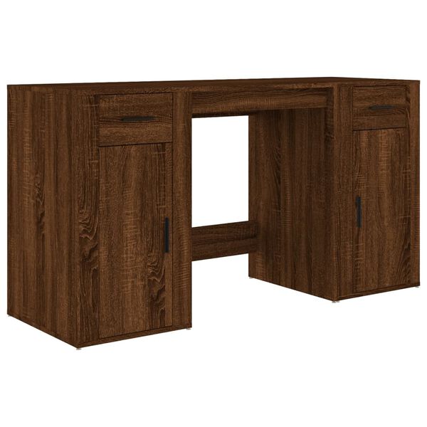 vidaXL Bureau avec armoire ch&ecirc;ne marron bois d'ing&eacute;nierie