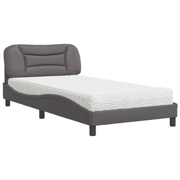 vidaXL Lit avec matelas Hvar gris 100x200 cm similicuir