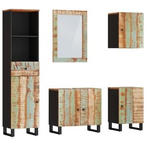 vidaXL Ensemble de meubles de salle de bain 5 pcs bois massif r&eacute;cup&eacute;r&eacute;