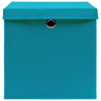 vidaXL Boîtes de rangement avec couvercles 4 pcs 28x28x28cm Bleu azuré