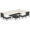 vidaXL Salon de jardin 10 pcs avec coussins R&eacute;sine tress&eacute;e Noir