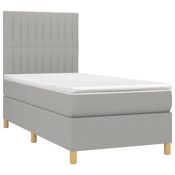 vidaXL Sommier &agrave; lattes de lit avec matelas Gris clair 80x200 cm Tissu