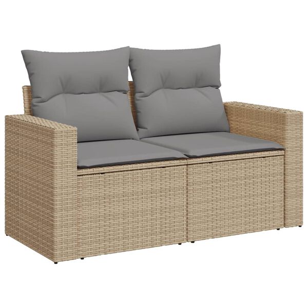vidaXL Salon de jardin avec coussins 4pcs m&eacute;lange beige r&eacute;sine tress&eacute;e