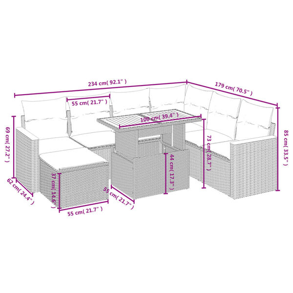 vidaXL Salon de jardin avec coussins 8 pcs beige r&eacute;sine tress&eacute;e