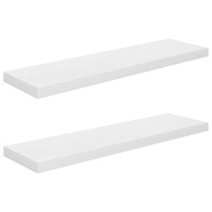 vidaXL &Eacute;tag&egrave;re murale flottante 2 pcs Blanc brillant 90x23,5x3,8cm MDF