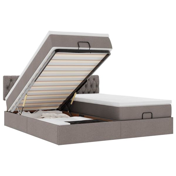 VidaXL Cadre de lit ottoman avec matelas taupe 200x200cm tissu