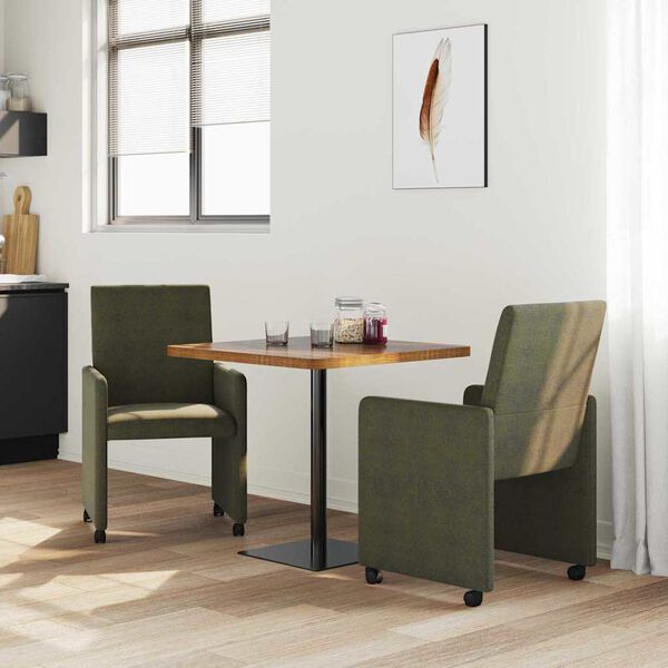 vidaXL Chaises de Salle à Manger avec Roues 2 pcs Vert armée