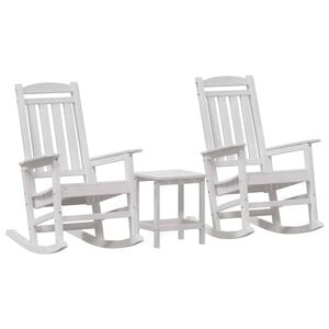 vidaXL Chaise &agrave; bascule 3 pcs Blanc Poly&eacute;thyl&egrave;ne