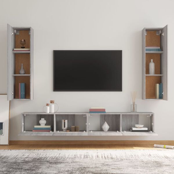 vidaXL Ensemble de meubles TV 4 pcs Sonoma gris Bois d'ingénierie