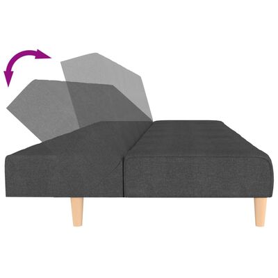 vidaXL Canapé-lit à 2 places gris foncé tissu